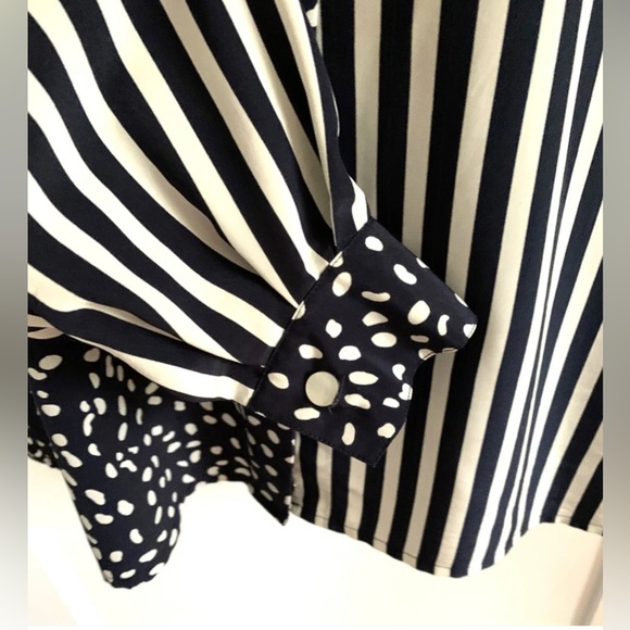 Louis Feraud Vintage Woman's Striped Polka Dot Long Sleeved Blouse Top Shirt 10 - Picture 4 of 7